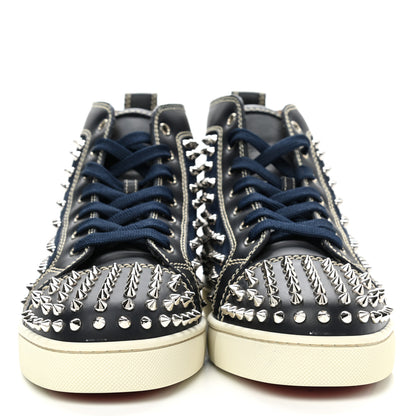 Christian Louboutin Calfskin Mens Louis Spikes Flat Sneakers 44 Navy Black 2 of 7