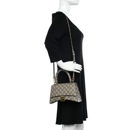 Balenciaga X GUCCI GG Supreme Monogram Small Hourglass Top Handle Bag Beige Ebony 2 of 13