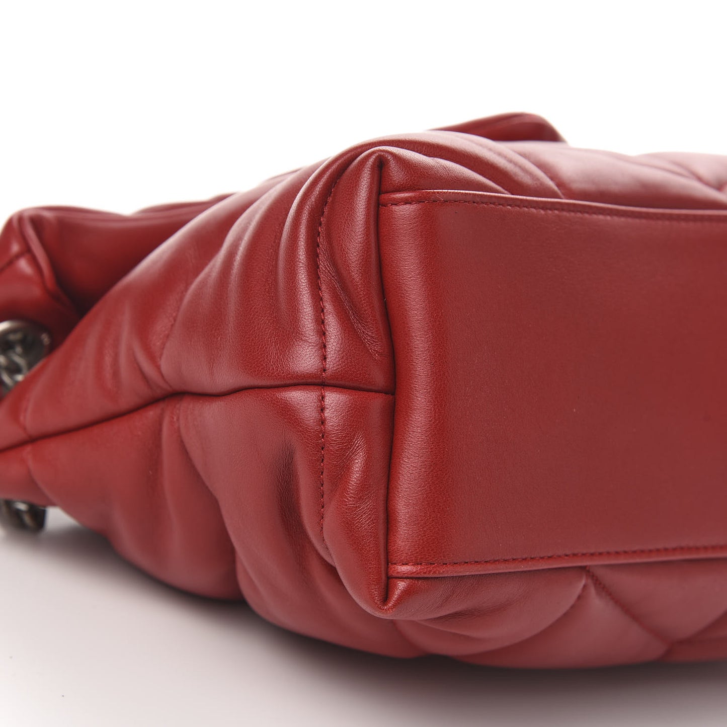 Lambskin Quilted Small Loulou Puffer Monogram Chain Satchel Red