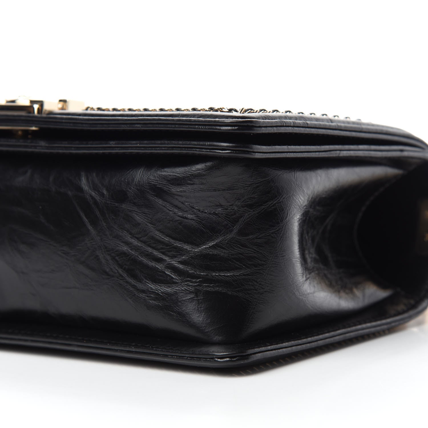 Chanel Crumpled Calfskin Chevron Chain Medium Boy Flap Black 7 of 11