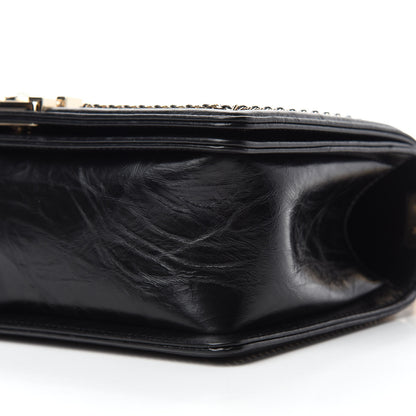 Chanel Crumpled Calfskin Chevron Chain Medium Boy Flap Black 7 of 11