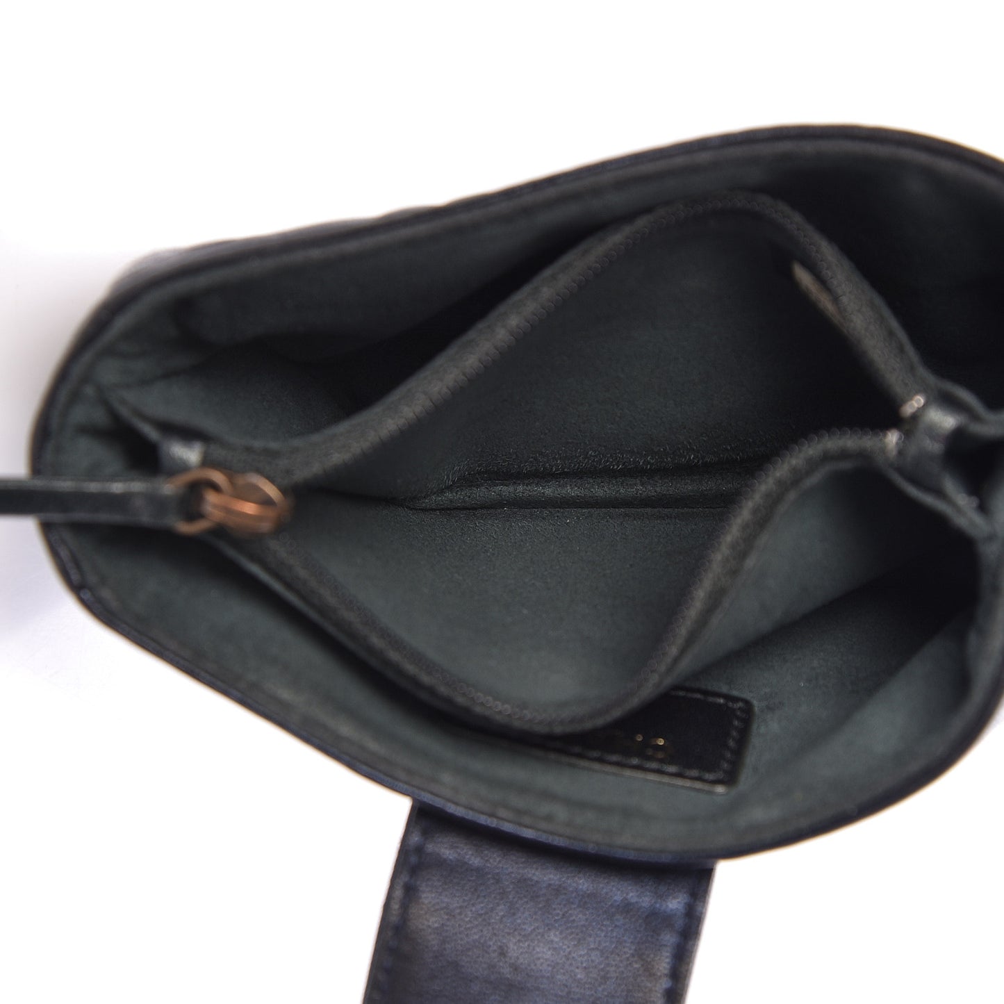 Lambskin Camellia Embossed Mini Phone Holder Clutch Dark Blue