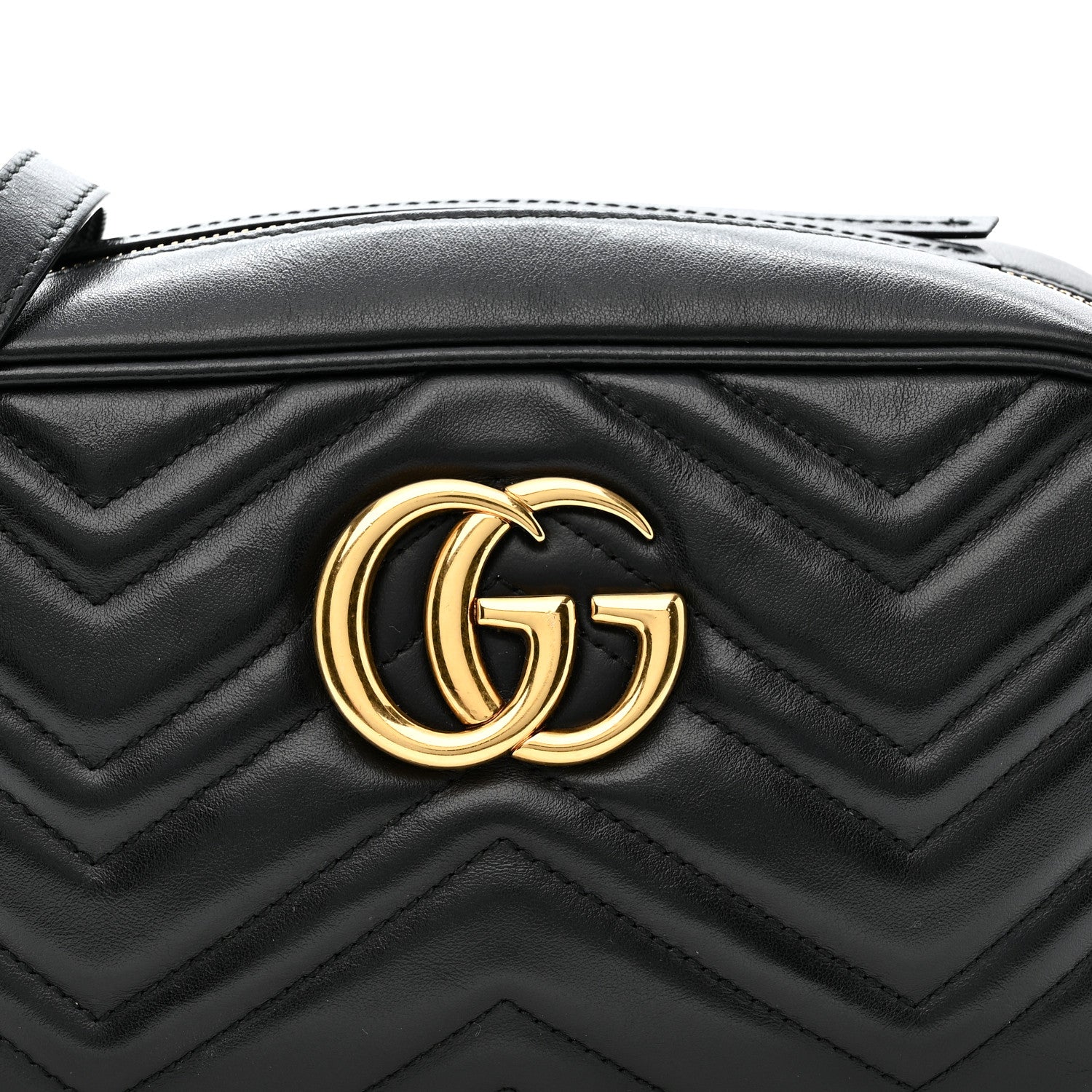 Gucci Calfskin Matelasse Small GG Marmont Chain Shoulder Bag Black 8 of 10