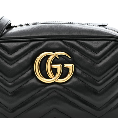 Gucci Calfskin Matelasse Small GG Marmont Chain Shoulder Bag Black 8 of 10