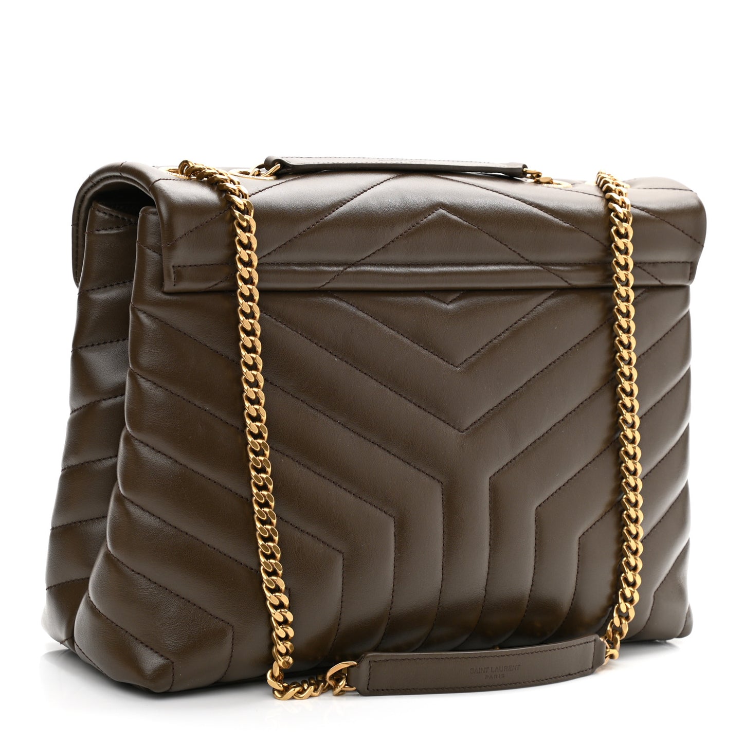 Calfskin Y Quilted Monogram Medium Loulou Chain Satchel Soil Brown