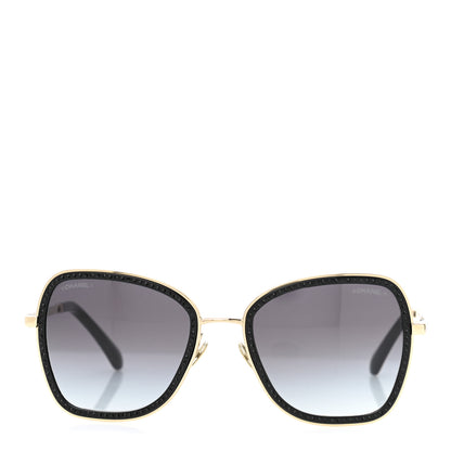 Chanel Square Frame Sequin Sunglasses 4277-B Gold Black 2 of 8