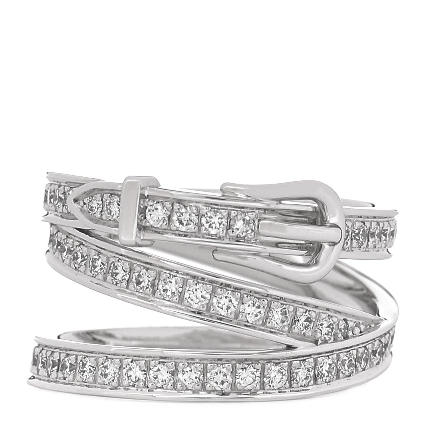 Hermes 18K White Gold Diamond GM Etriviere Ring  54 7 1 of 5