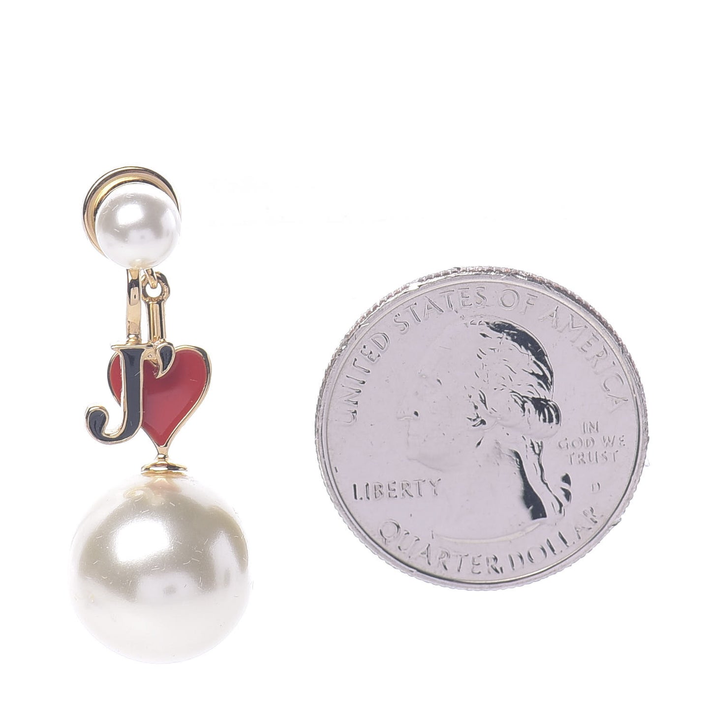 Pearl Enamel Dioramour Earring Gold Red