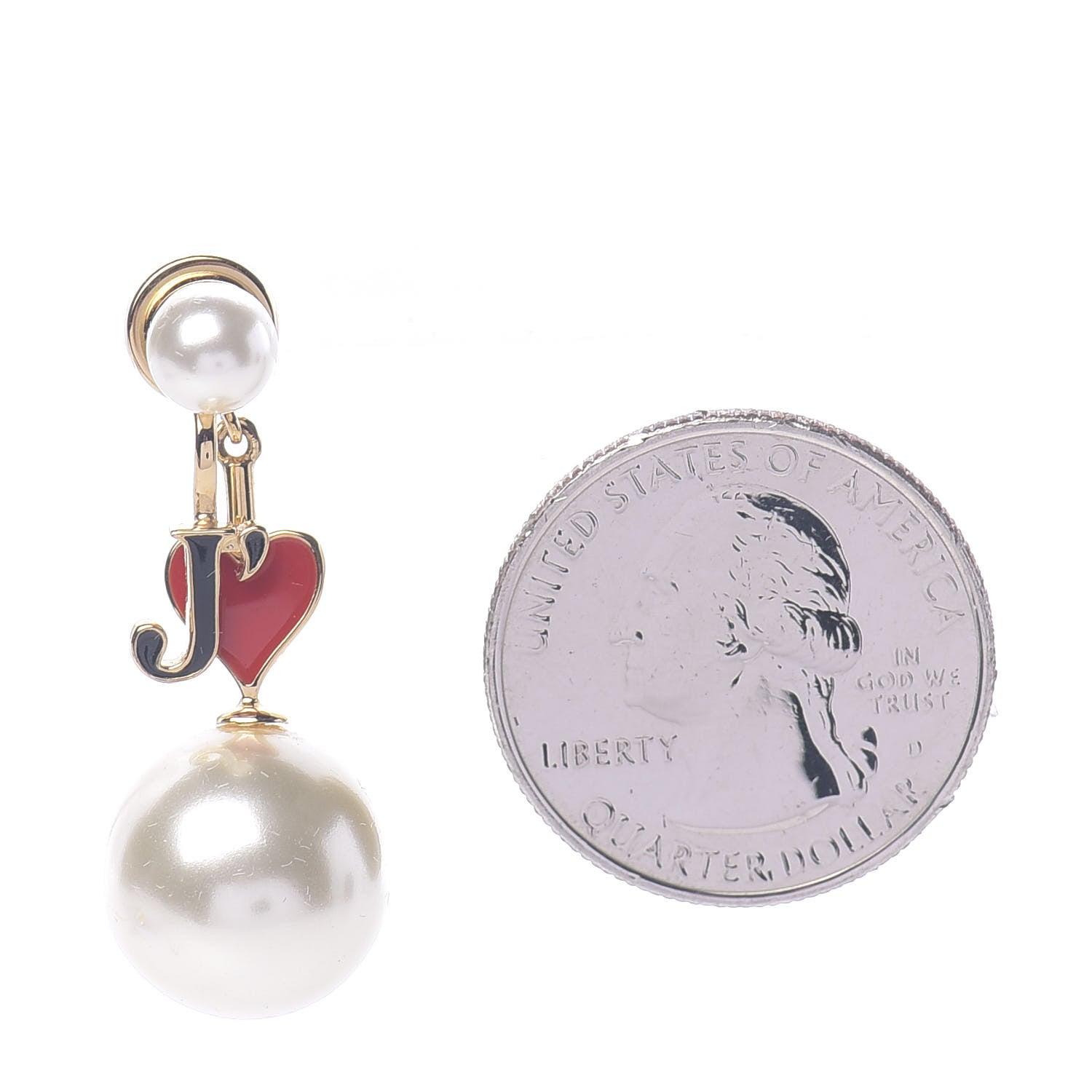 Christian Dior Pearl Enamel Dioramour Earring Gold Red 2 of 5