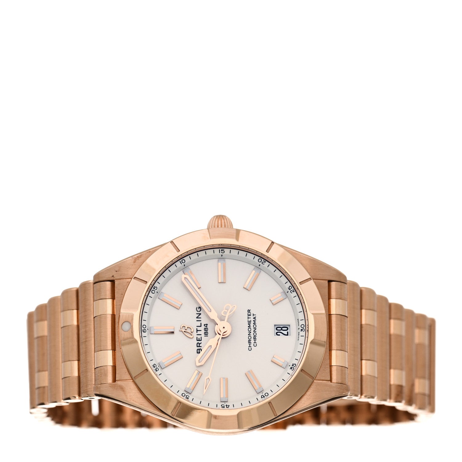 Breitling 18K Rose Gold 32mm Chronomat Quartz Watch White R77310101A1R1 2 of 5