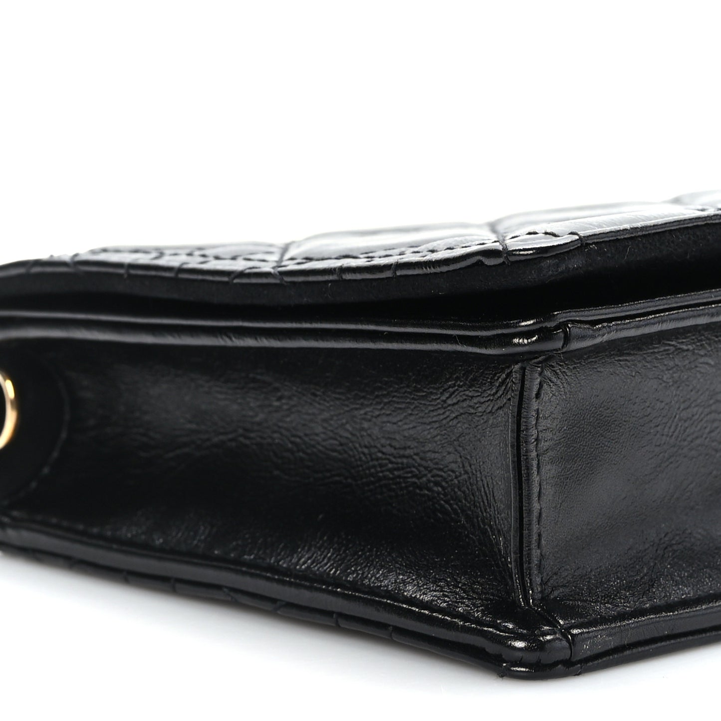 Crinkled Patent Cannage Lady Dior Pouch Black