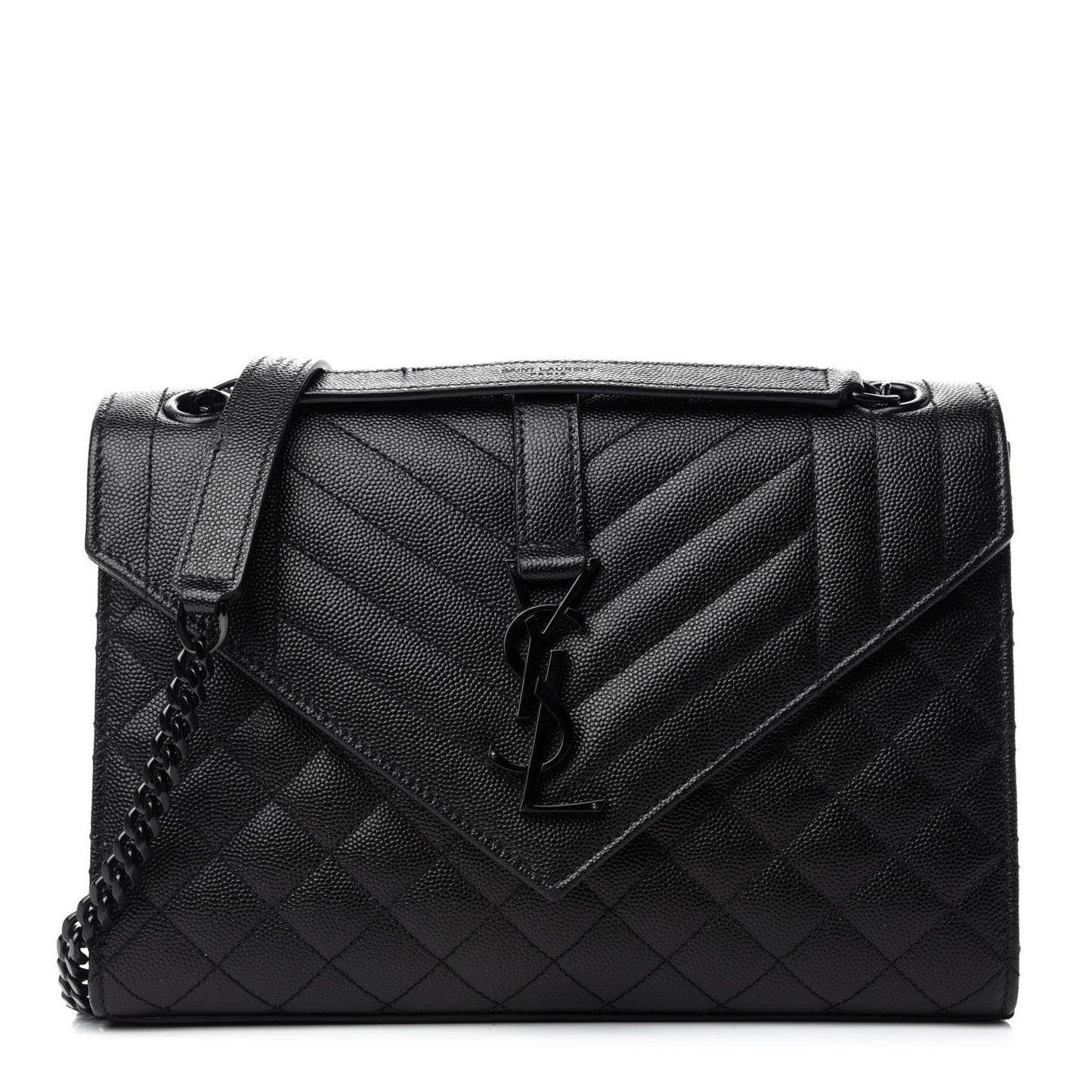 Grain De Poudre Textured Mixed Matelasse Triquilt Medium Monogram Satchel Black