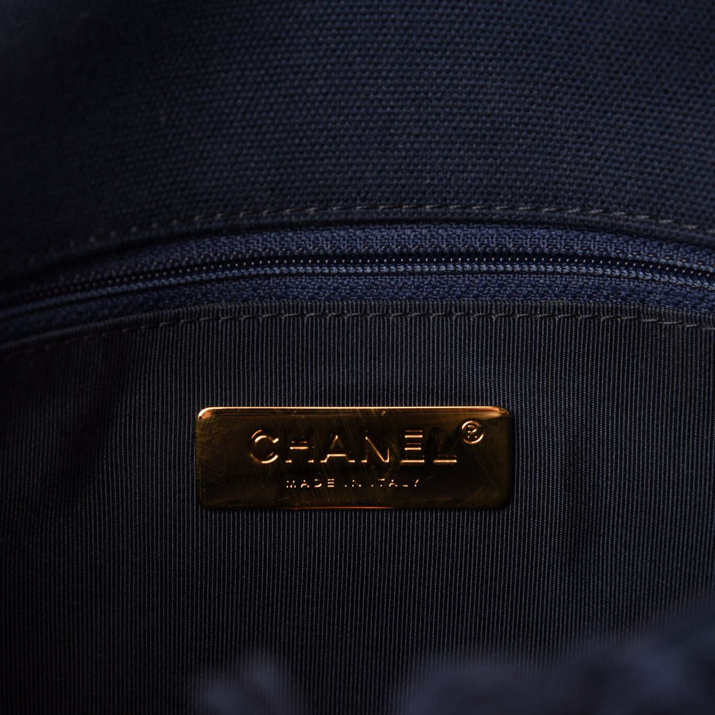 Cotton Canvas Quilted Medium Chanel 19 Flap Navy Blue