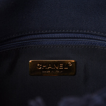 Chanel Cotton Canvas Quilted Medium Chanel 19 Flap Navy Blue 8 of 10