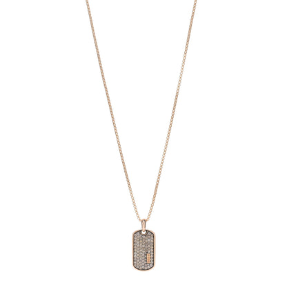 David Yurman 18K Rose Gold Cognac Diamond Dog Tag Pave Pendant Necklace 1 of 6