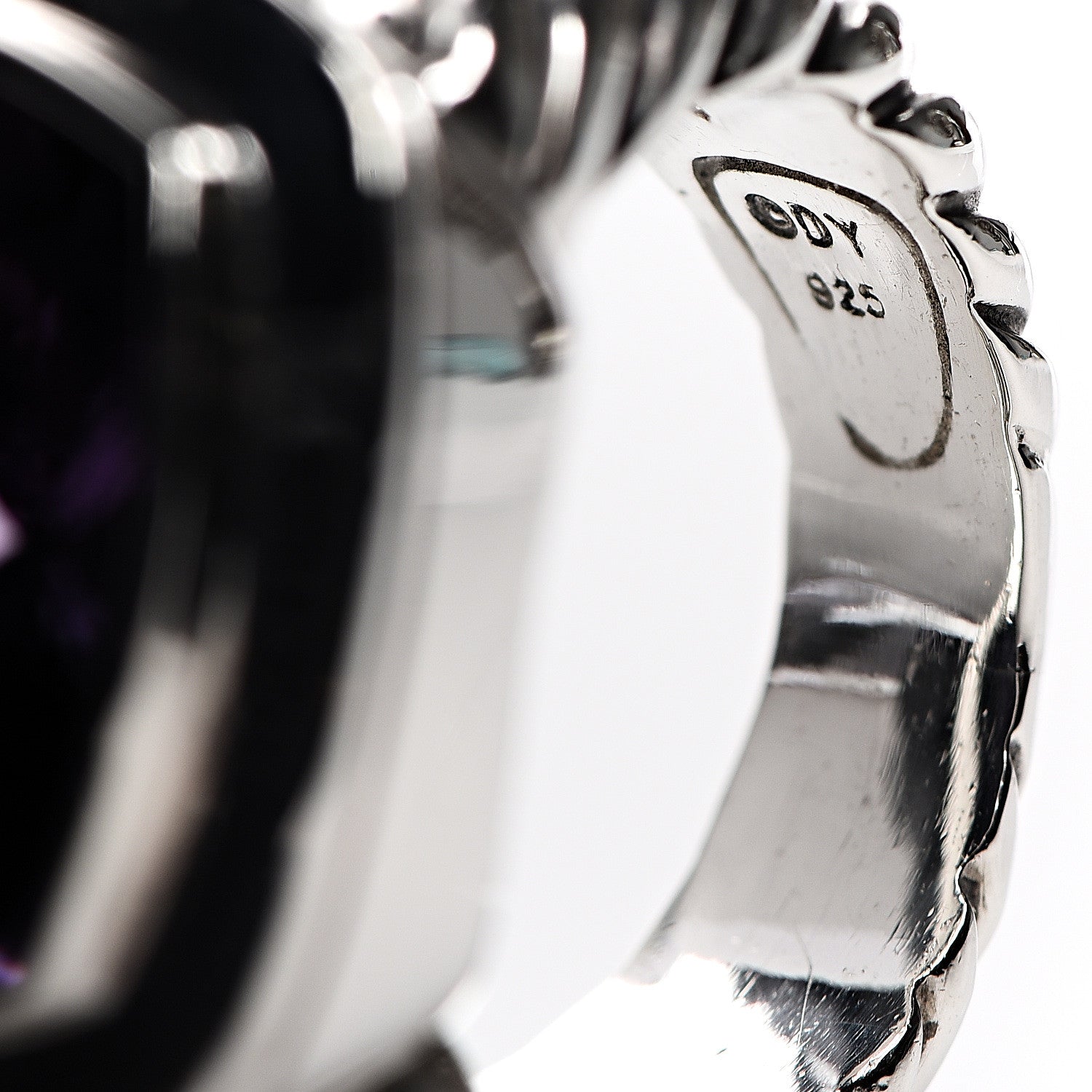 David Yurman Sterling Silver Amethyst 14mm Albion Ring 49 4.75 4 of 4
