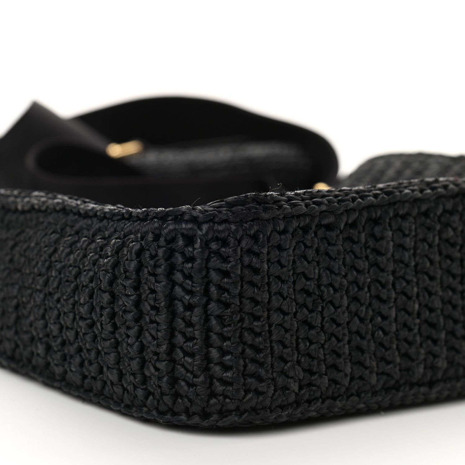Prada Yarn Raffia Effect Crochet Re-Edition 2005 Shoulder Bag Black 8 of 10