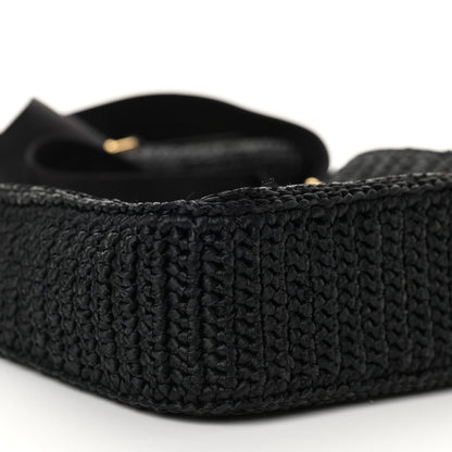 Prada Yarn Raffia Effect Crochet Re-Edition 2005 Shoulder Bag Black 8 of 10