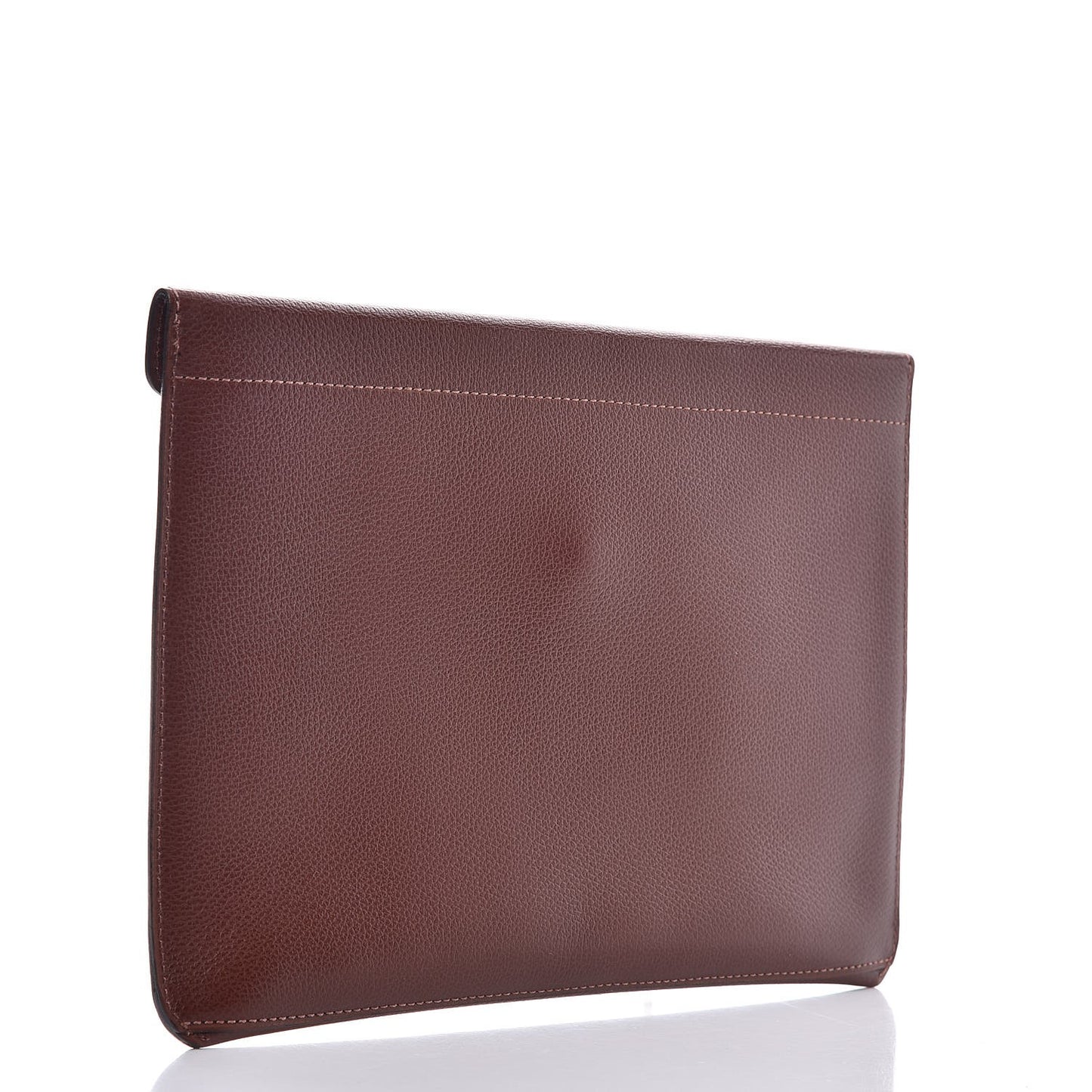Grained Calfskin Envelope Clutch Brown