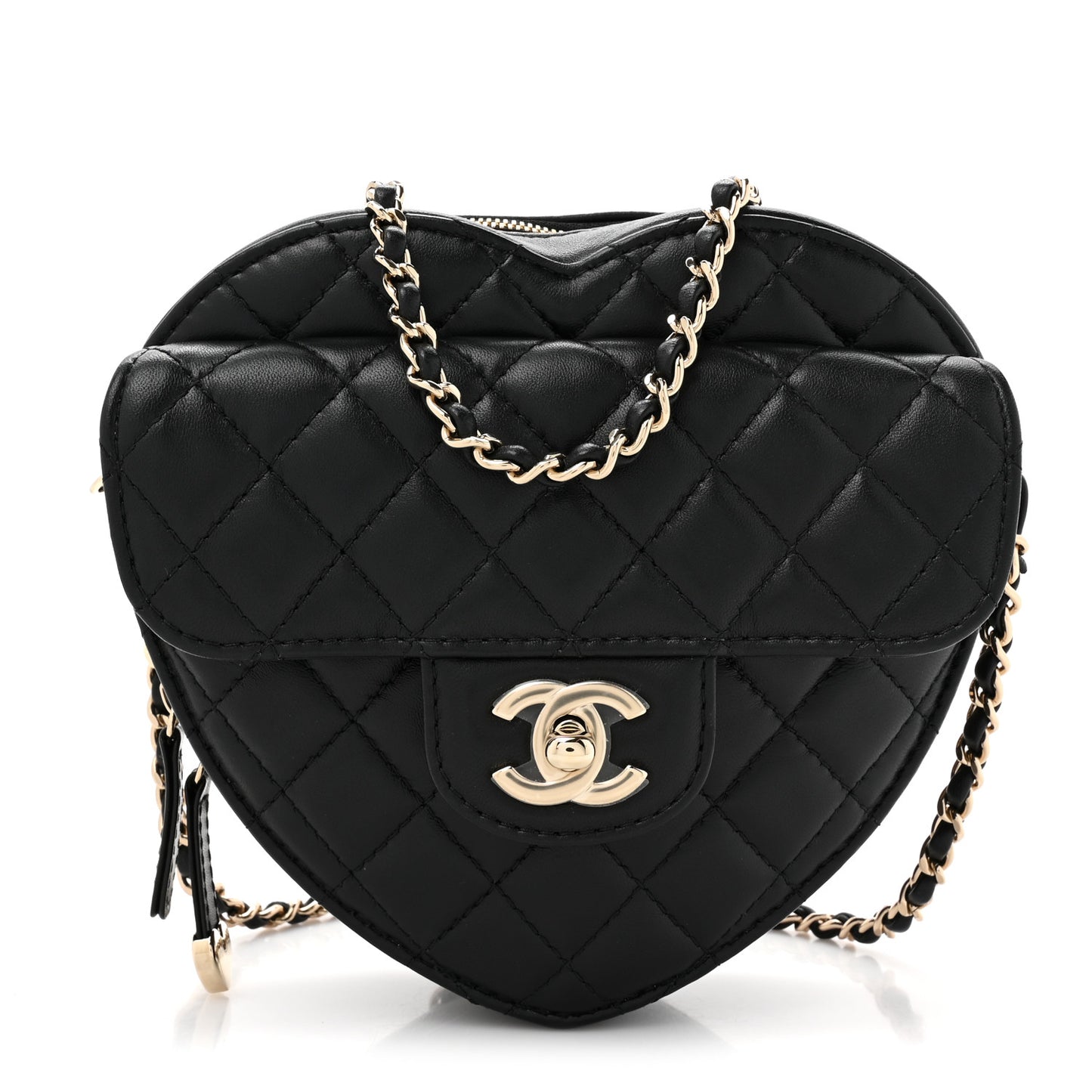 Lambskin Quilted CC In Love Heart Bag Black