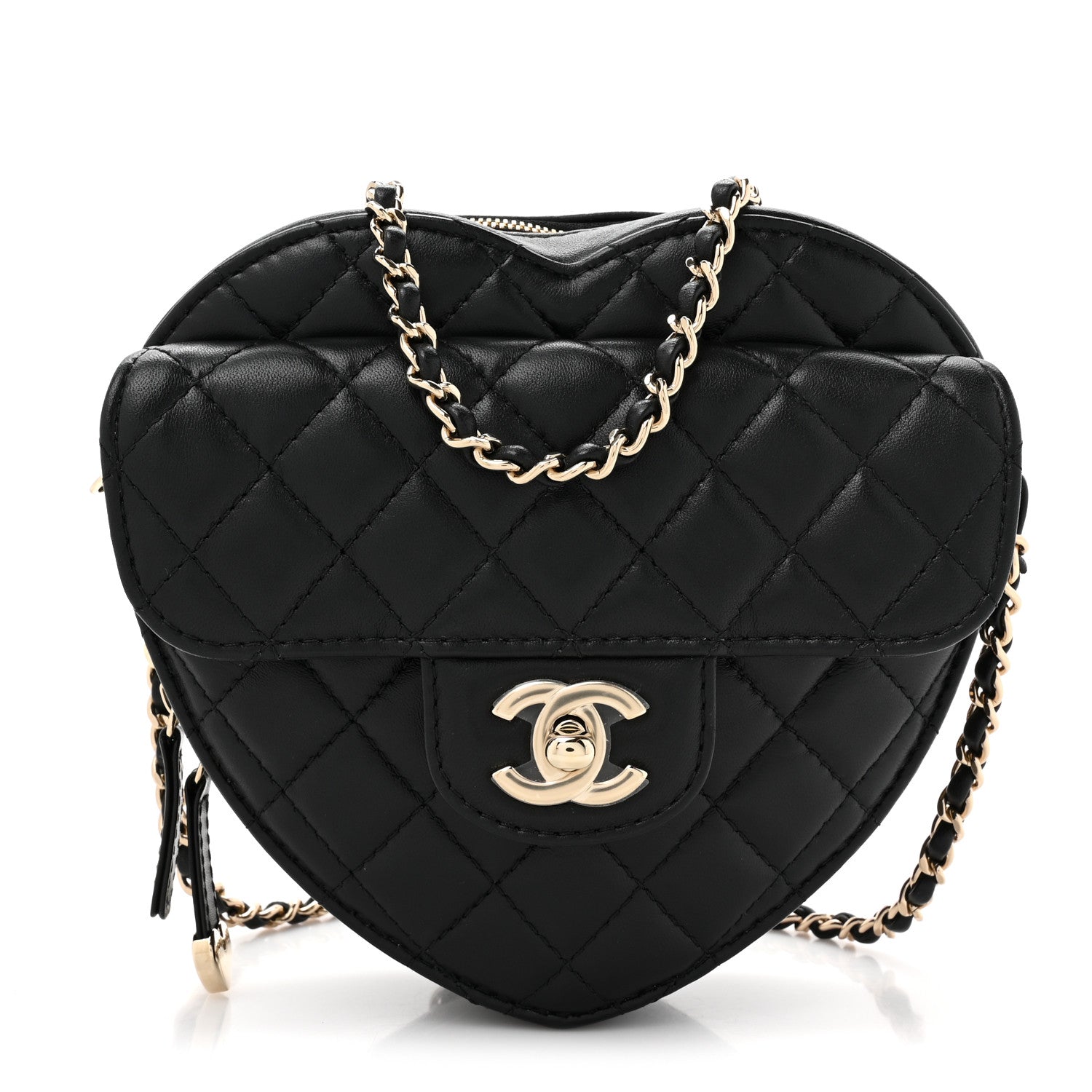 Chanel Lambskin Quilted CC In Love Heart Bag Black 1 of 10