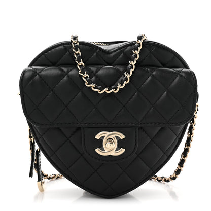 Chanel Lambskin Quilted CC In Love Heart Bag Black 1 of 10