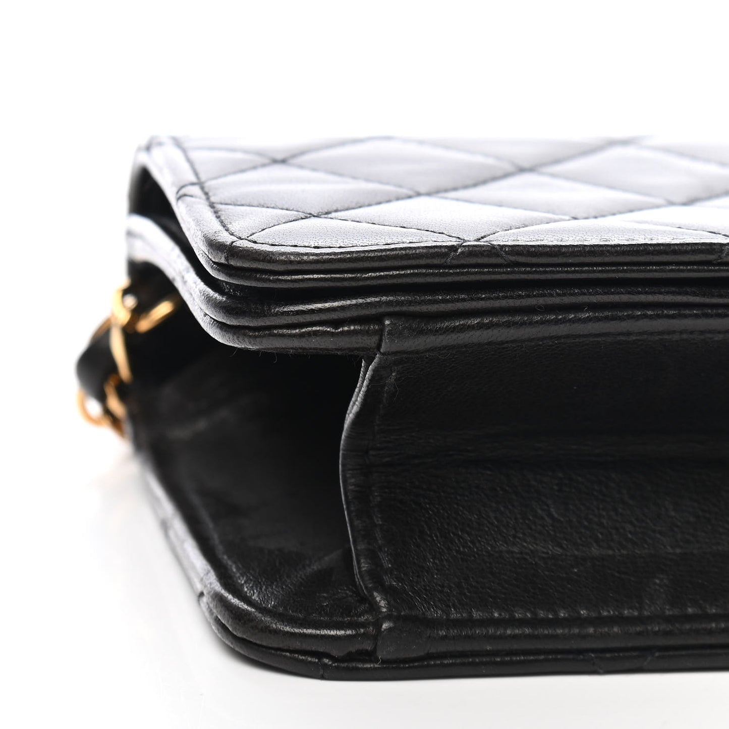 Lambskin Quilted Small Single Flap Black