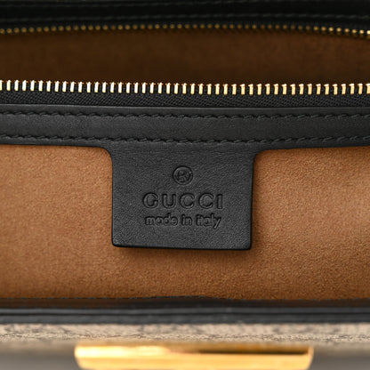 Gucci GG Supreme Monogram Calfskin Small Padlock Top Handle Bag Beige Black Cuir 6 of 11
