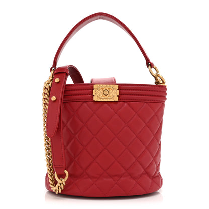 Chanel Calfskin Quilted Boy Bucket Bag Red 1 of 10