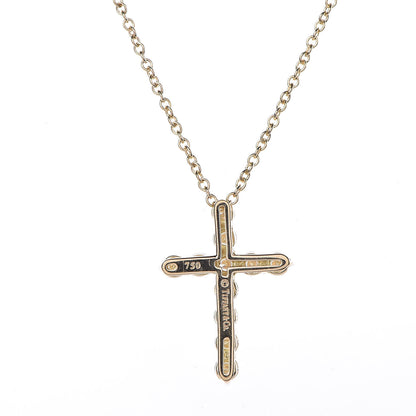 Tiffany 18K Yellow Gold Diamond Small Cross Pendant Necklace 7 of 7