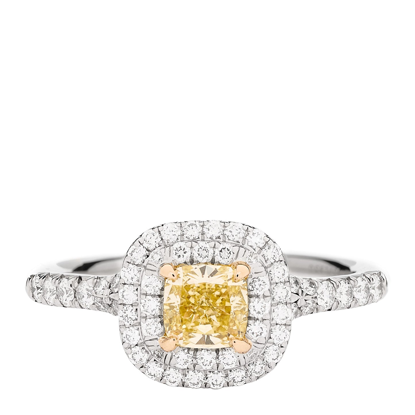 Platinum 18K Yellow Gold Fancy Yellow Diamond .47ct Soleste Engagement Ring 50 5.25