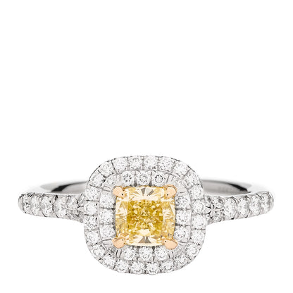 Tiffany Platinum 18K Yellow Gold Fancy Yellow Diamond .47ct Soleste Engagement Ring 50 5.25 1 of 5