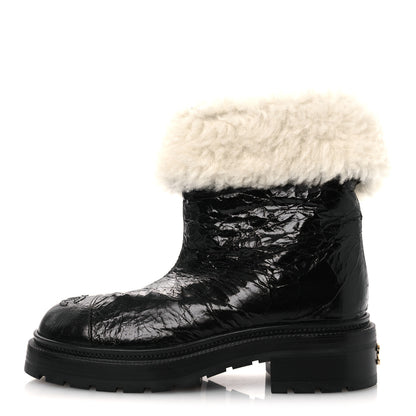 Chanel Lambskin Shearling Short Boots 36 Black 1 of 10