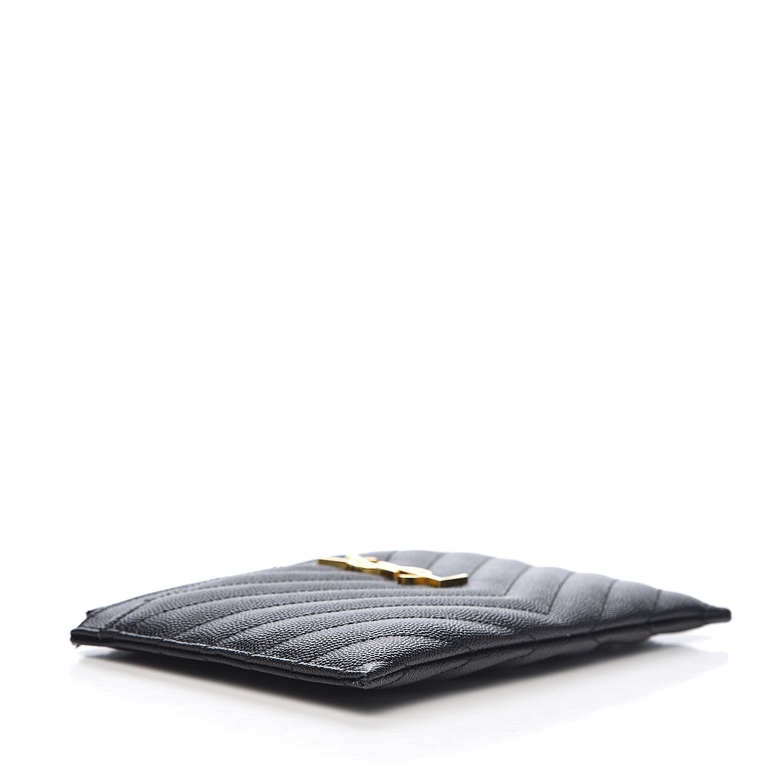 Saint Laurent Grain De Poudre Chevron Monogram Bill Pouch Black 4 of 8
