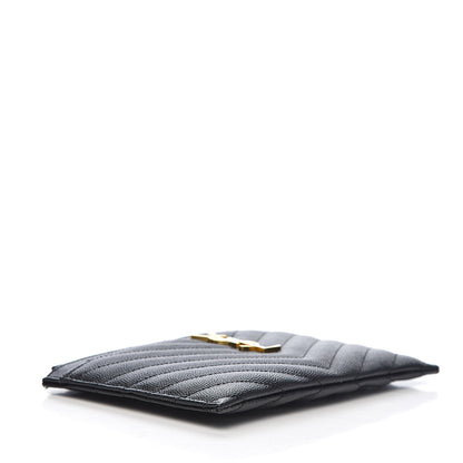 Saint Laurent Grain De Poudre Chevron Monogram Bill Pouch Black 4 of 8