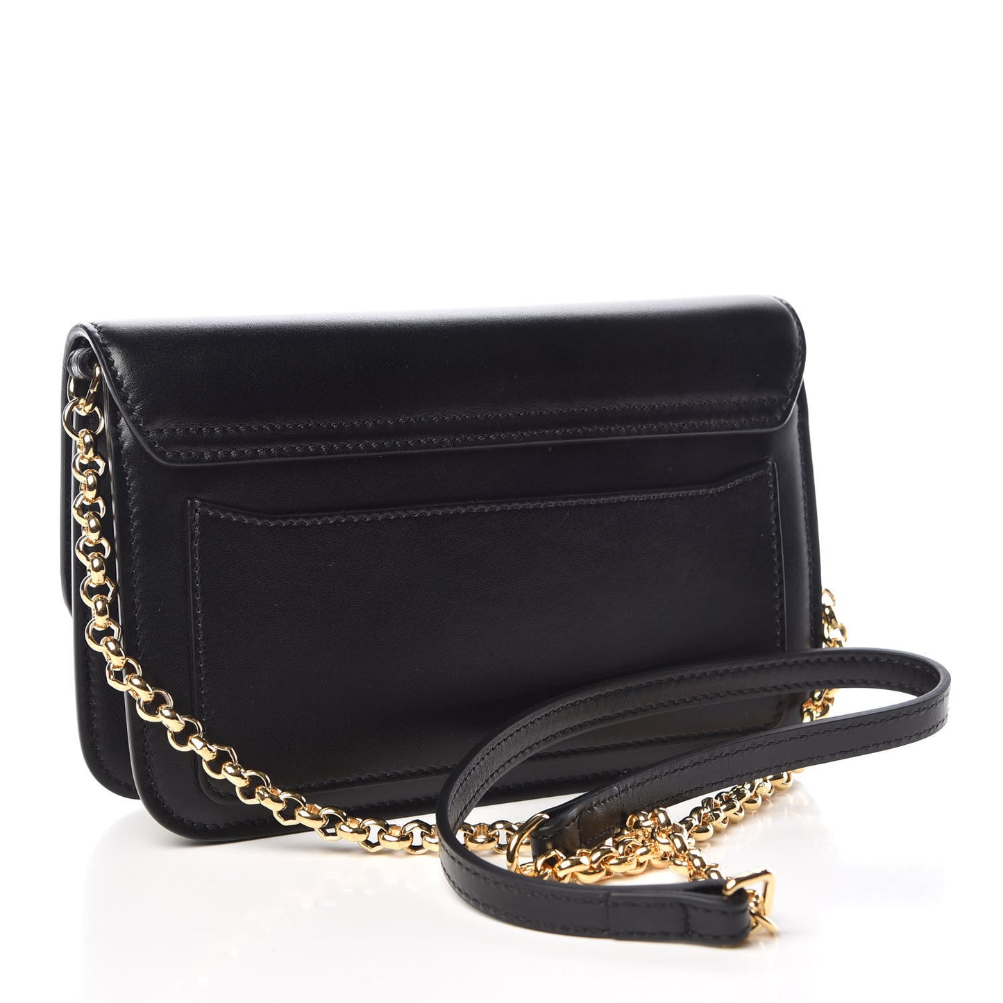 Calfskin Suede C Clutch With Chain Black