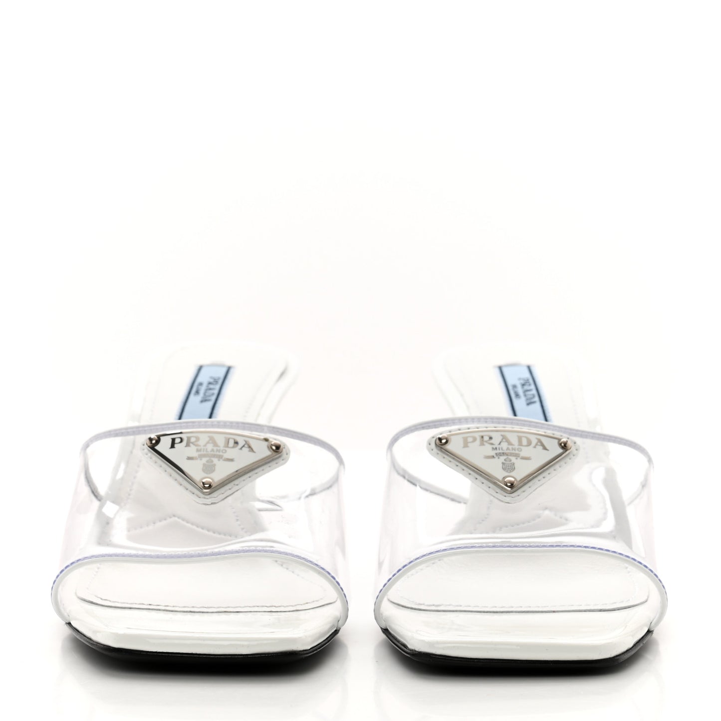 Plexiglass Vernice Metal Triangle Logo 65mm Slide Sandals 35 White