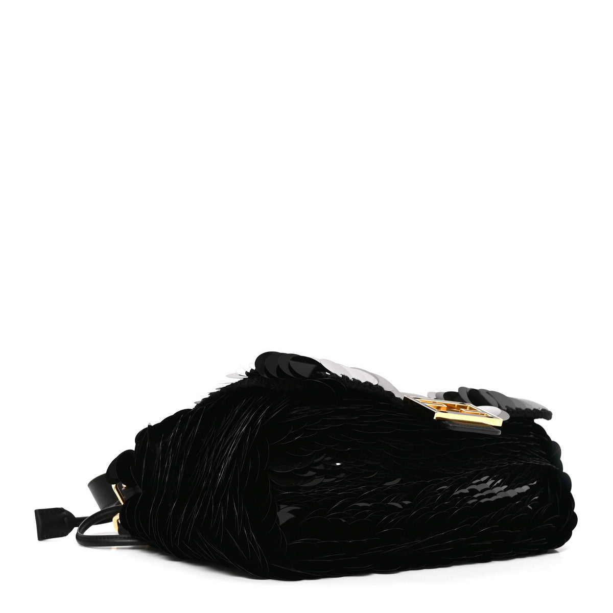 Sequins Crochet Nappa Medium Mamma Baguette Black