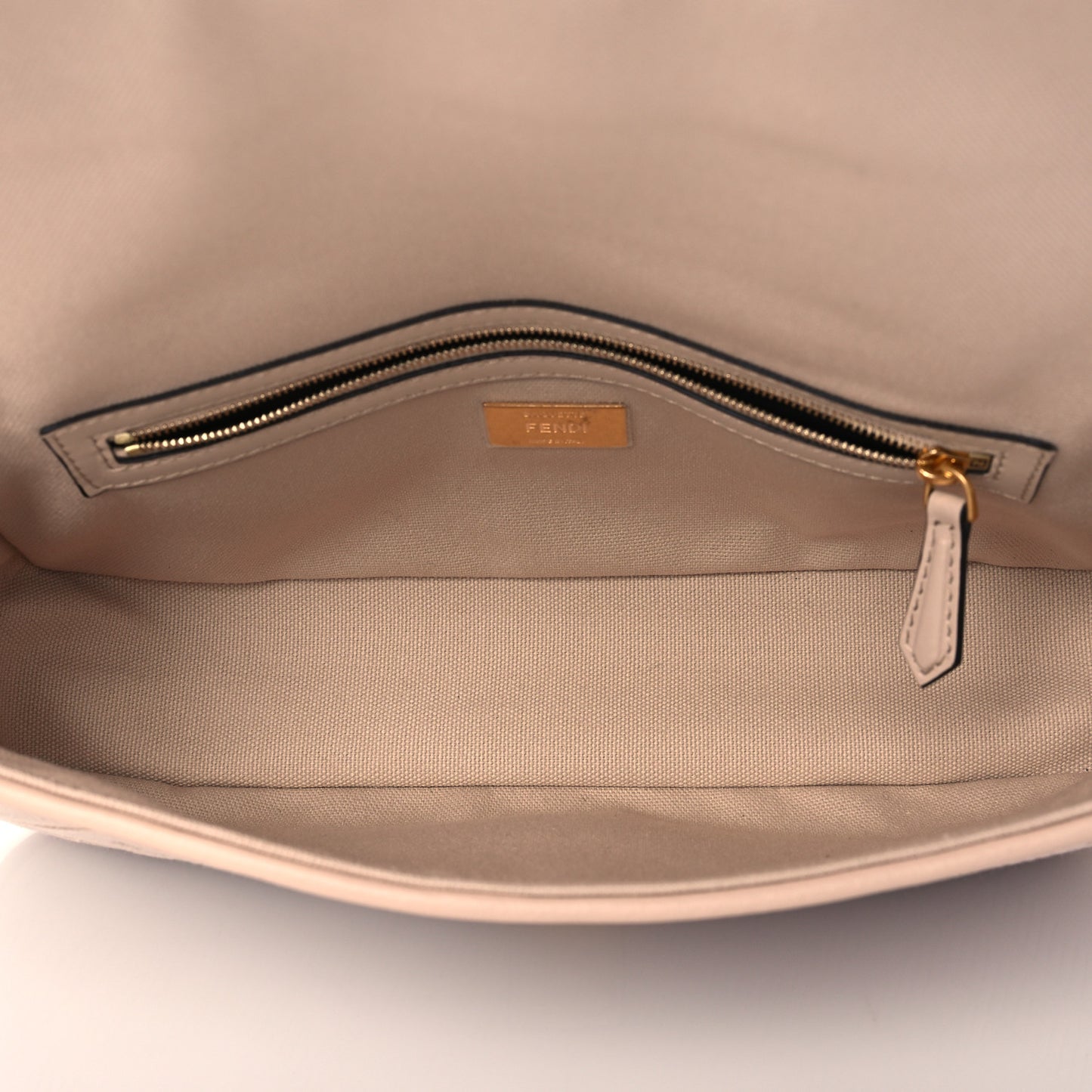 Canvas Vitello King Bi-Color Strap FF Embroidered Baguette Poudre