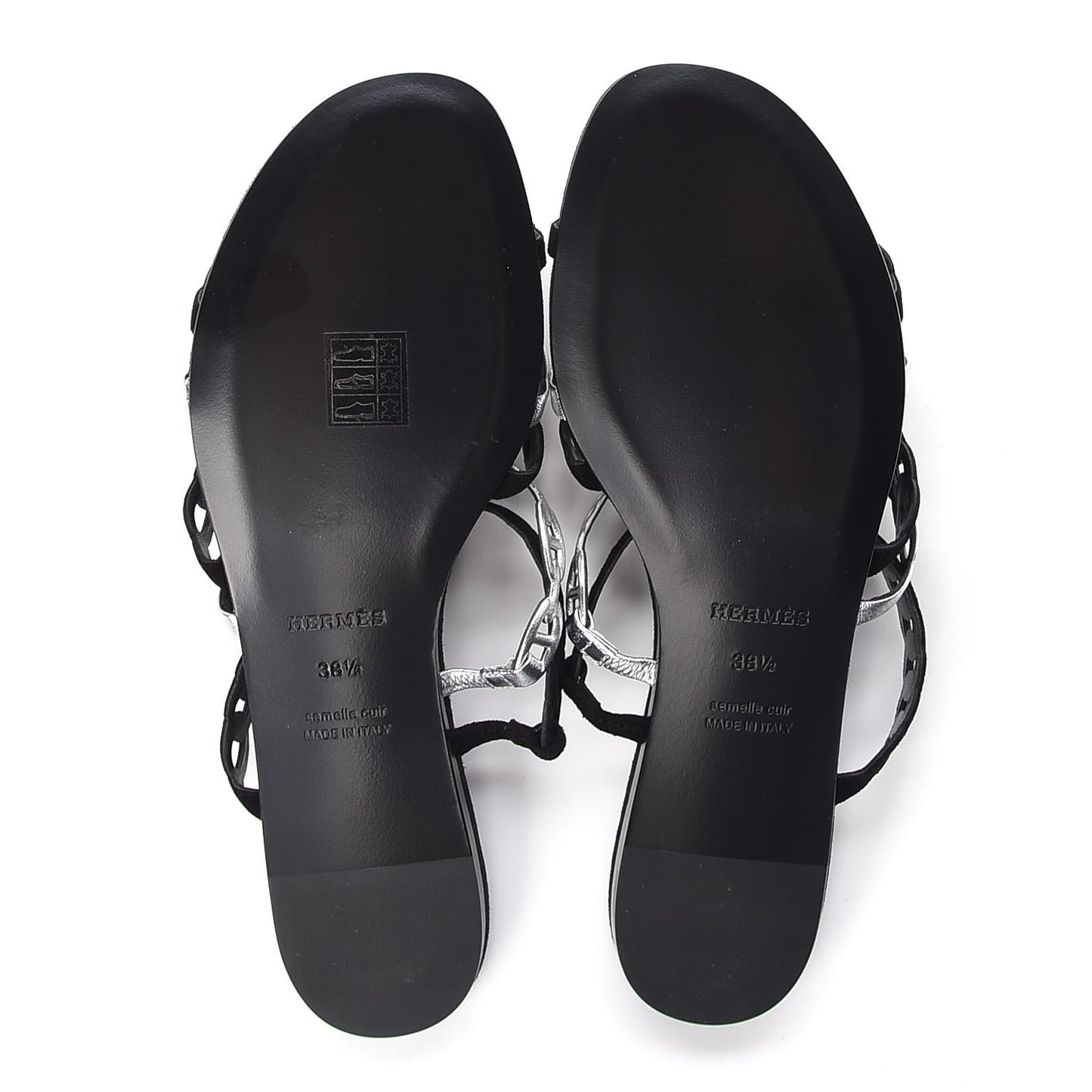 Metallic Nappa Suede Goatskin Nude Sandals 38.5 Argent Black