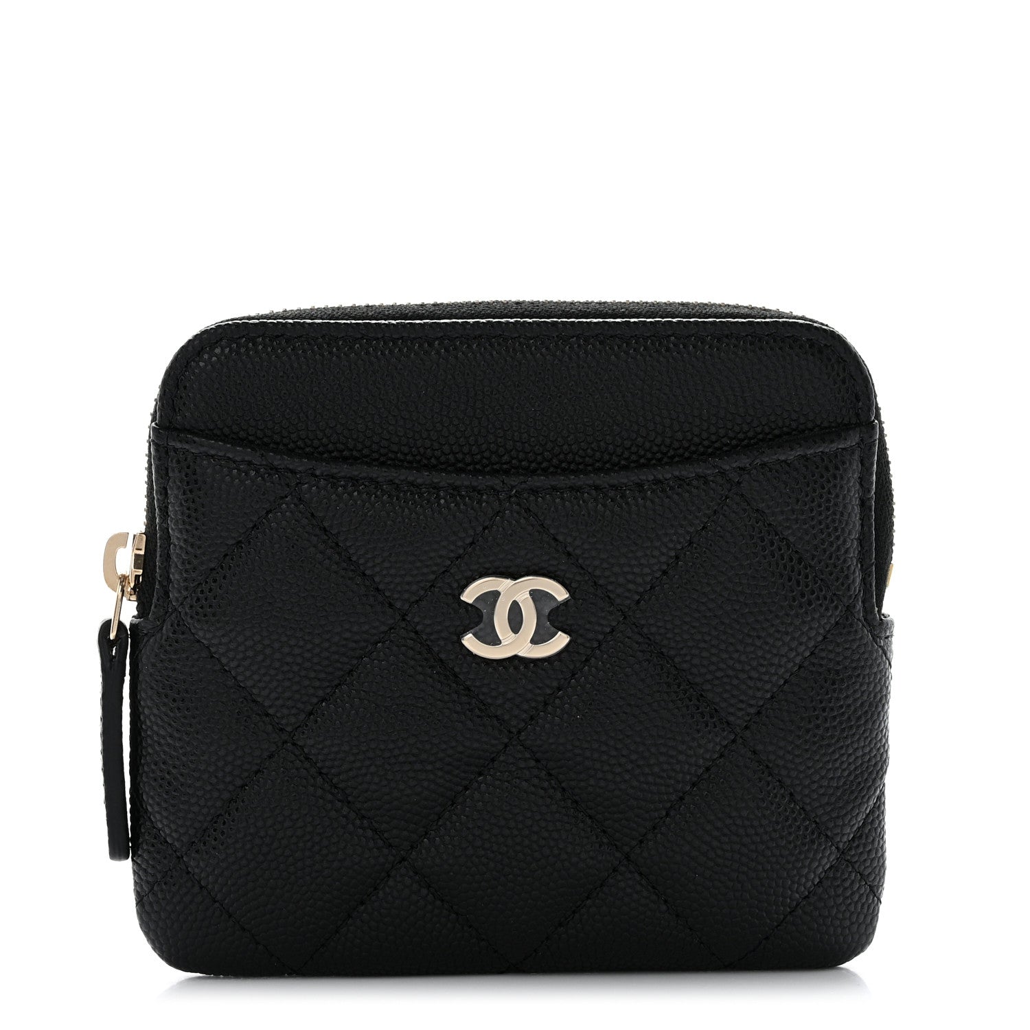 Chanel Caviar Quilted Zip Card Holder Wallet Black 1 of 8
