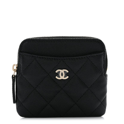 Chanel Caviar Quilted Zip Card Holder Wallet Black 1 of 8