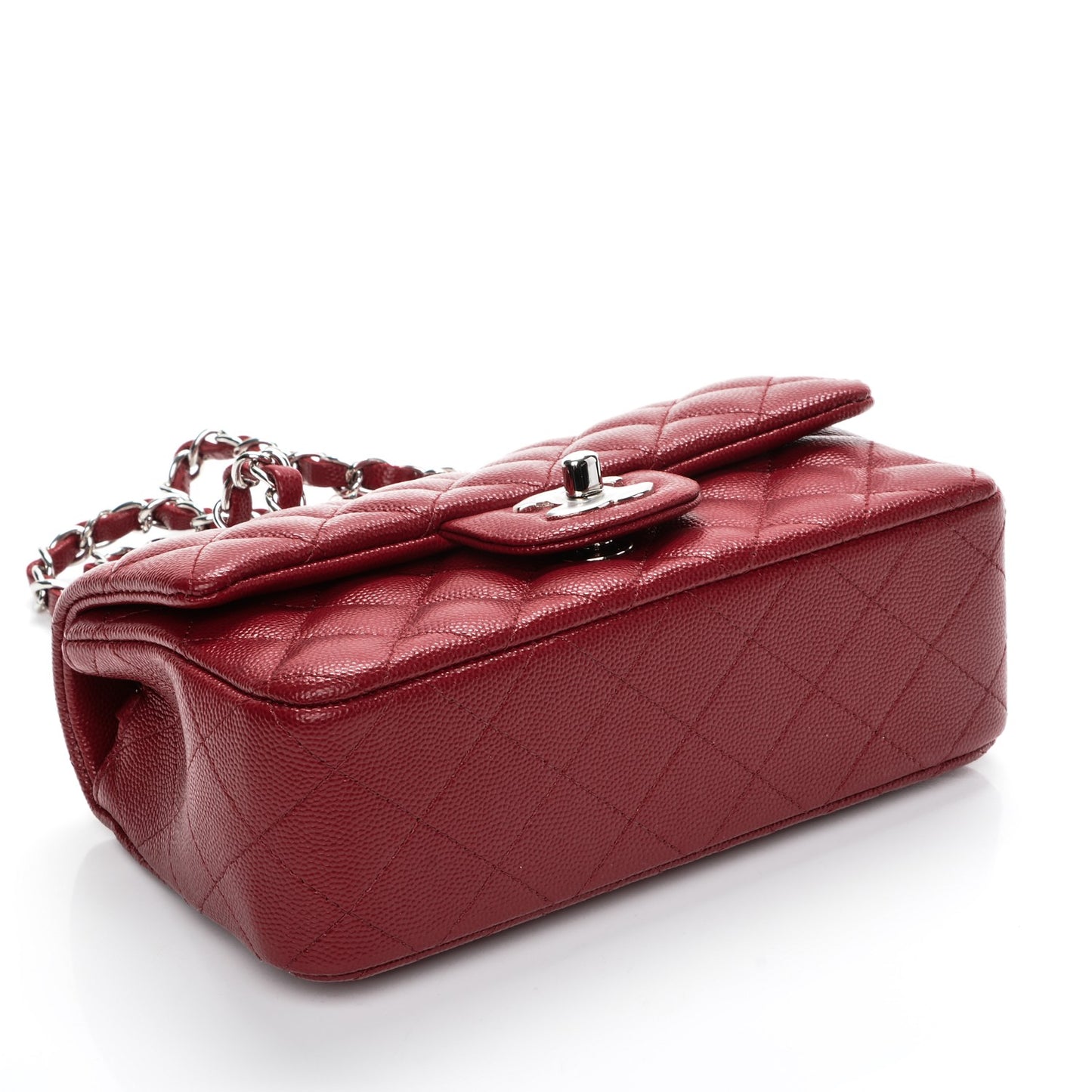 Caviar Quilted Mini Rectangular Flap Red