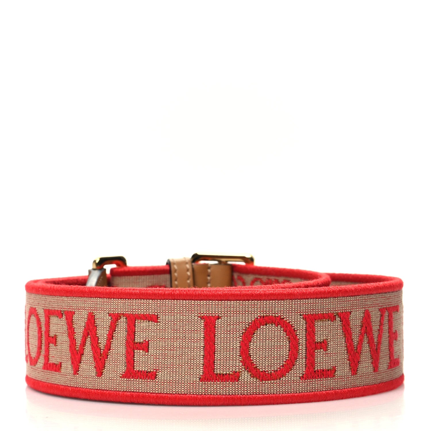 Loewe Calfskin Jacquard Anagram Strap Natural Red 2 of 5