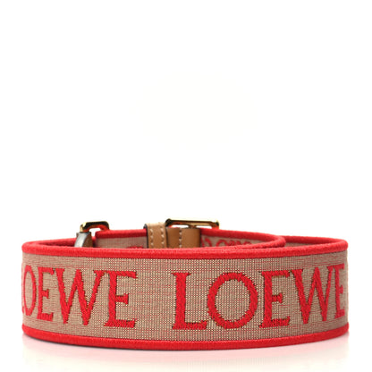 Loewe Calfskin Jacquard Anagram Strap Natural Red 2 of 5