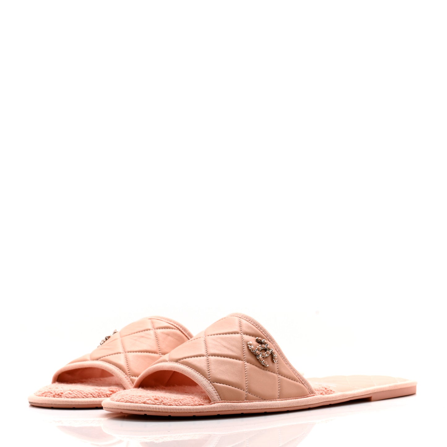 Lambskin CC Flat Mules L Light Pink