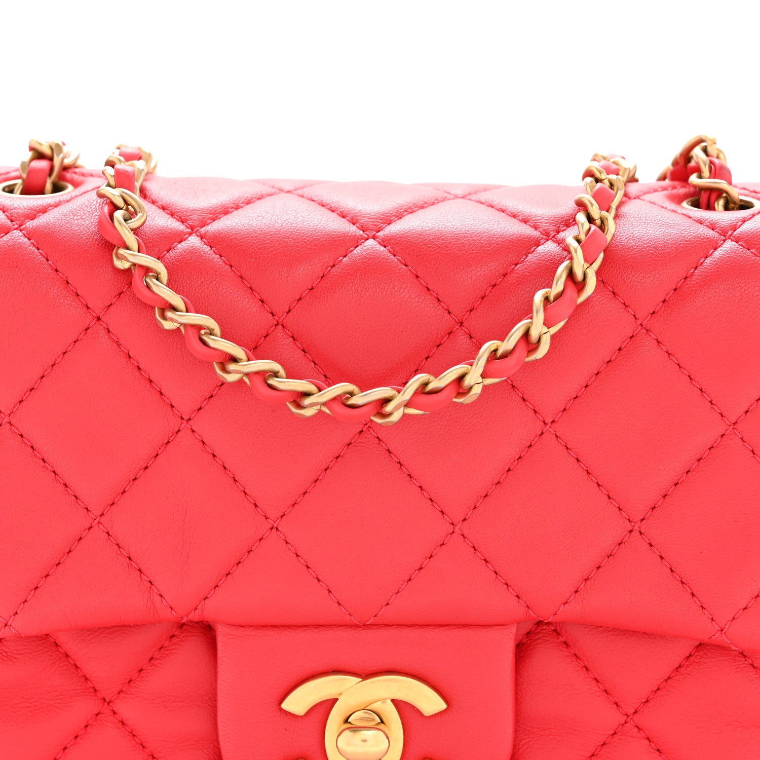 Chanel Lambskin Quilted Mini Pearl Crush Flap Red 8 of 11