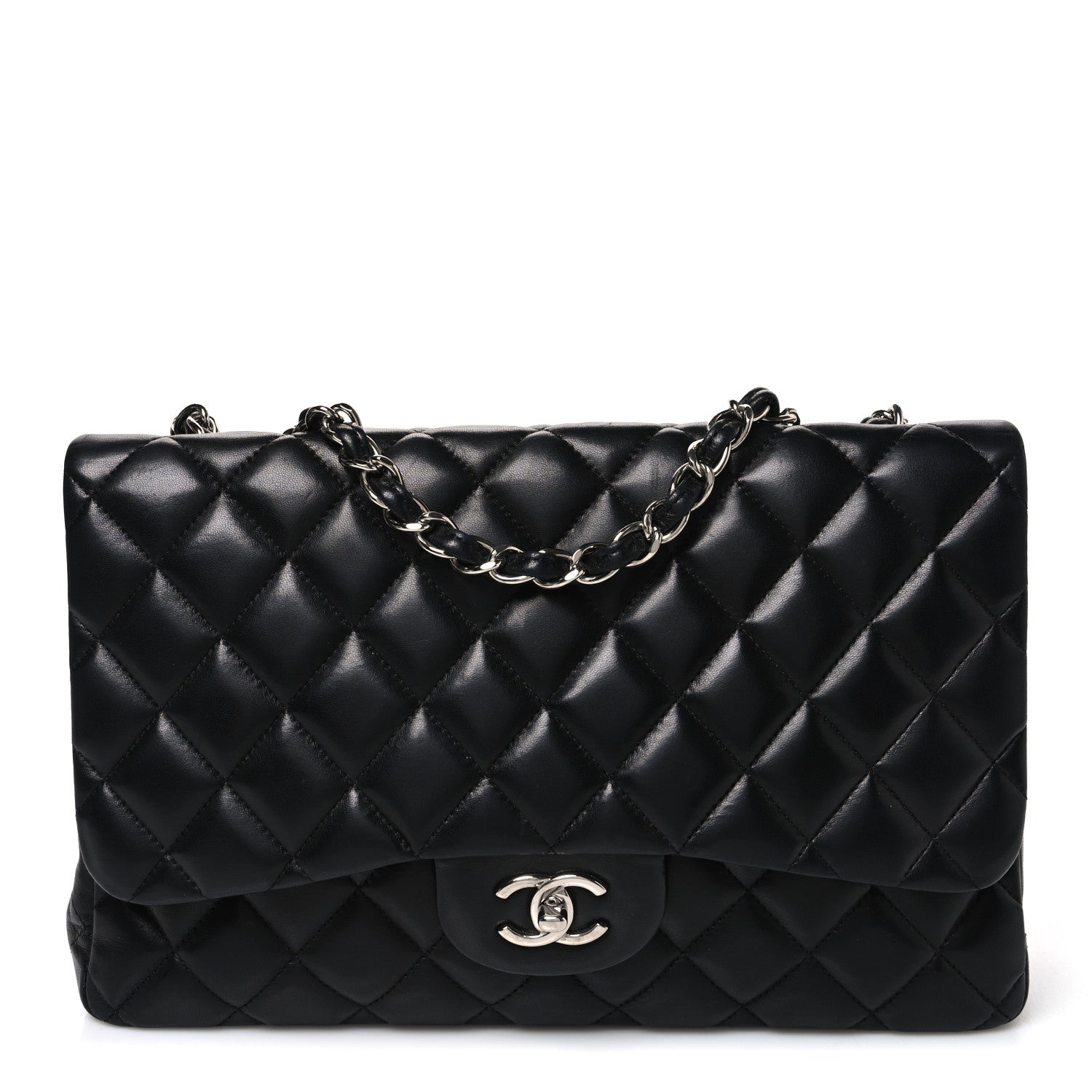Chanel Lambskin Quilted Jumbo Single Flap Black 1 of 10