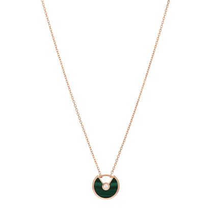 Cartier 18K Pink Gold Diamond Malachite XS Amulette de Cartier Pendant Necklace 1 of 5
