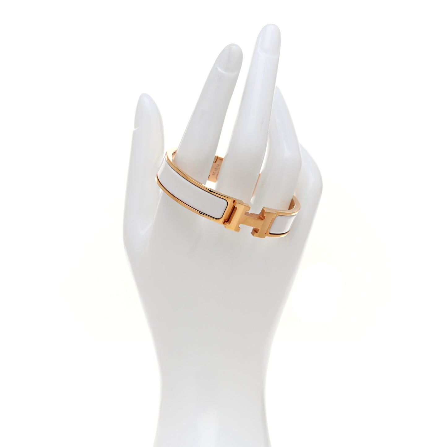 Enamel Narrow Clic Clac H Bracelet GM White